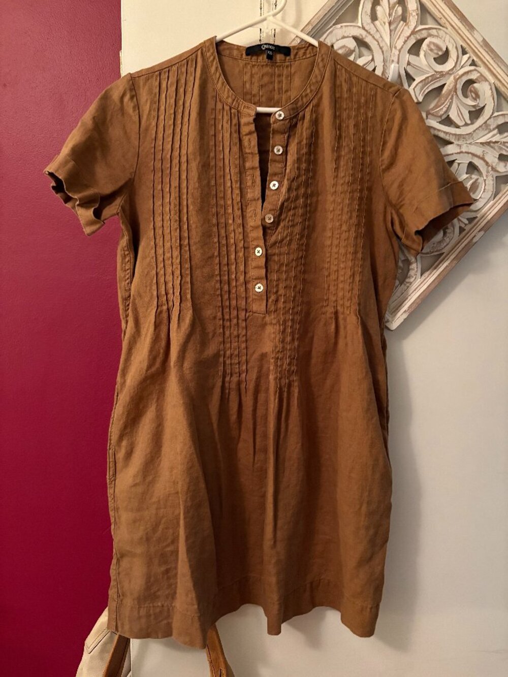 Quince Linen Short Sleeve Dress - XS